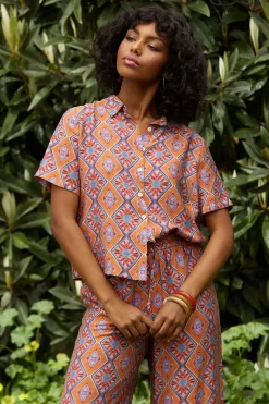 Aspen Print Short Sleeve Blouse
