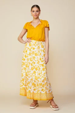 Border Print Maxi Skirt