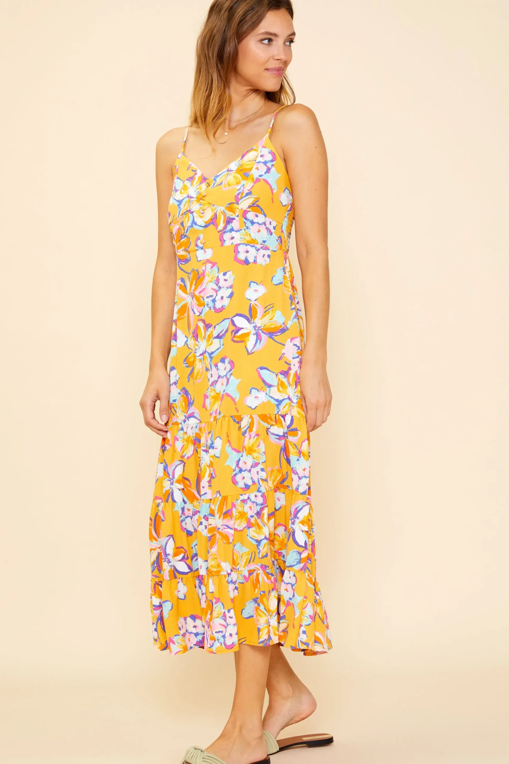 Button Detail Midi Dress