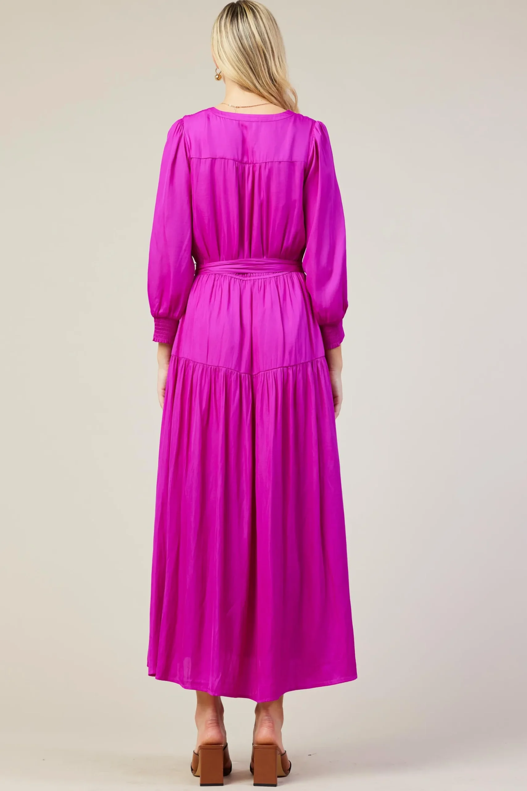 Button Detail Tiered Maxi Dress
