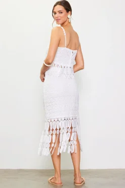 Crochet Midi Skirt with Fringe Detail