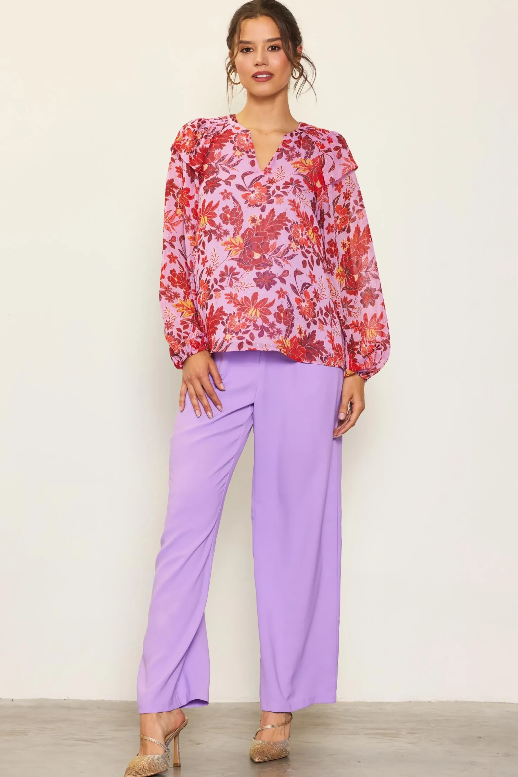 Dahlia Print Longsleeve Blouse
