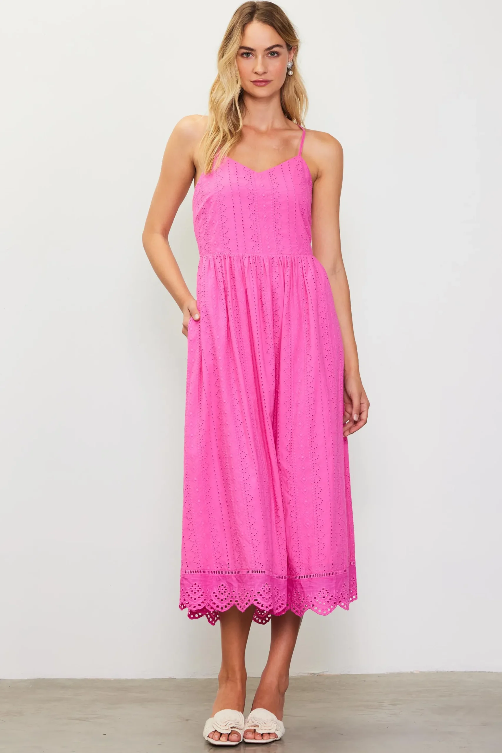 Eyelet Lace Midi Dress