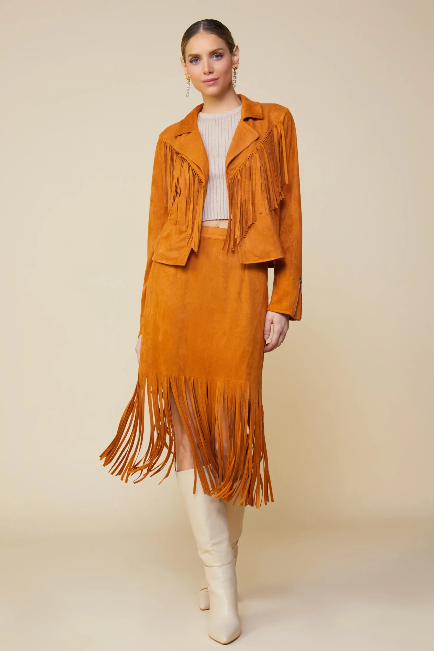 Faux Leather Fringe Jacket