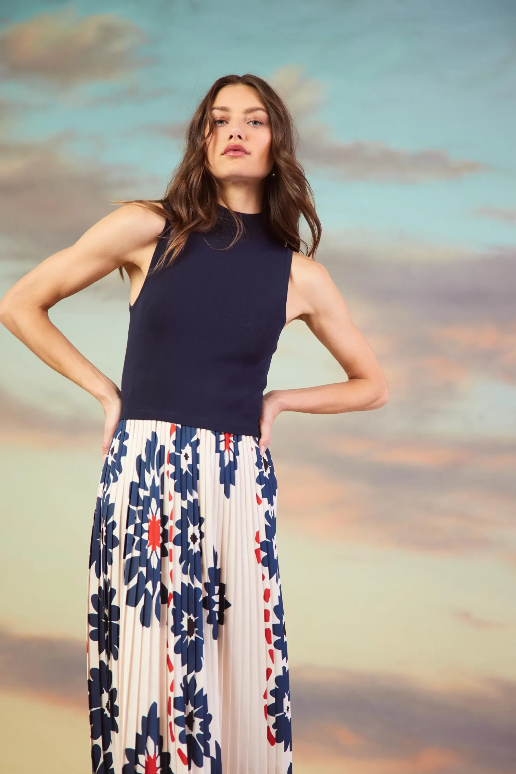 Floral Print Mixed Media Dress