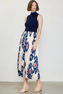 Floral Print Mixed Media Dress