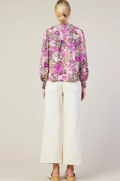 Floral Print Smocked Neckline Blouse