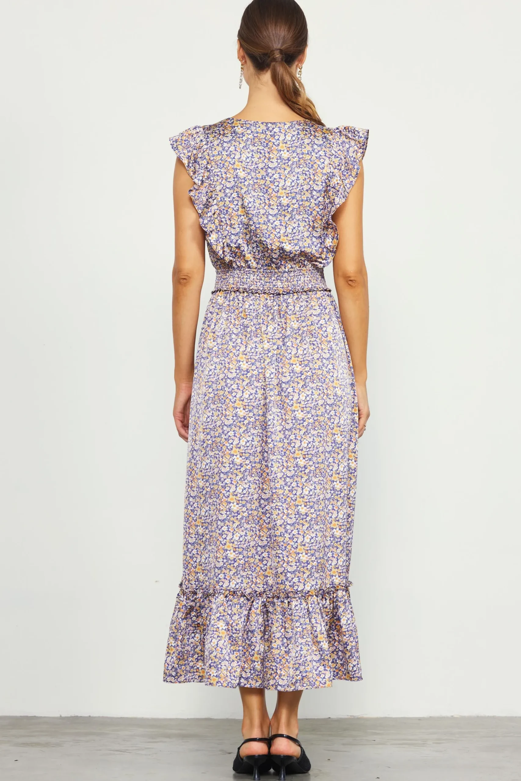 Indira Floral Print Smocked Waist Dress