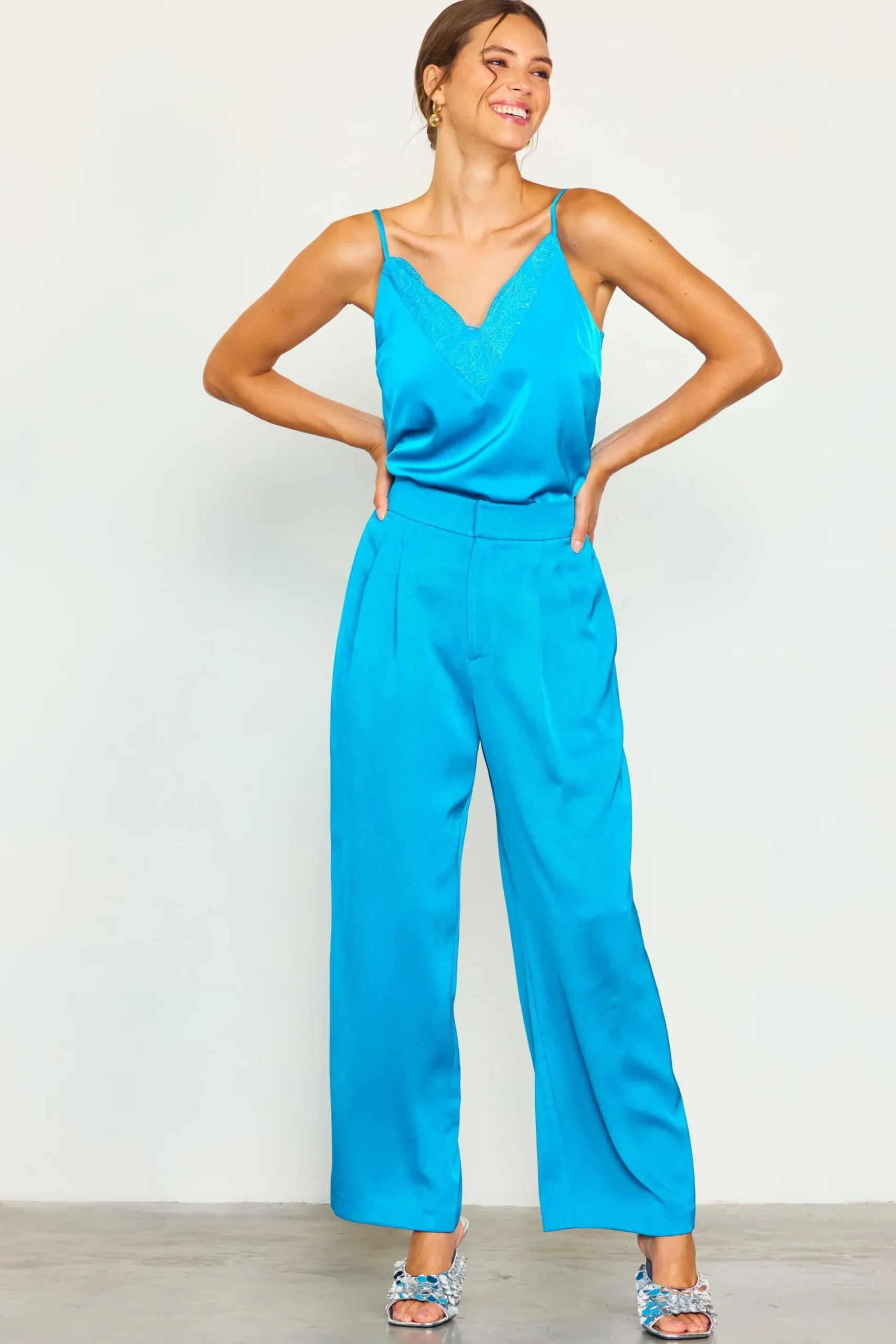Pleat Wide Leg Trousers
