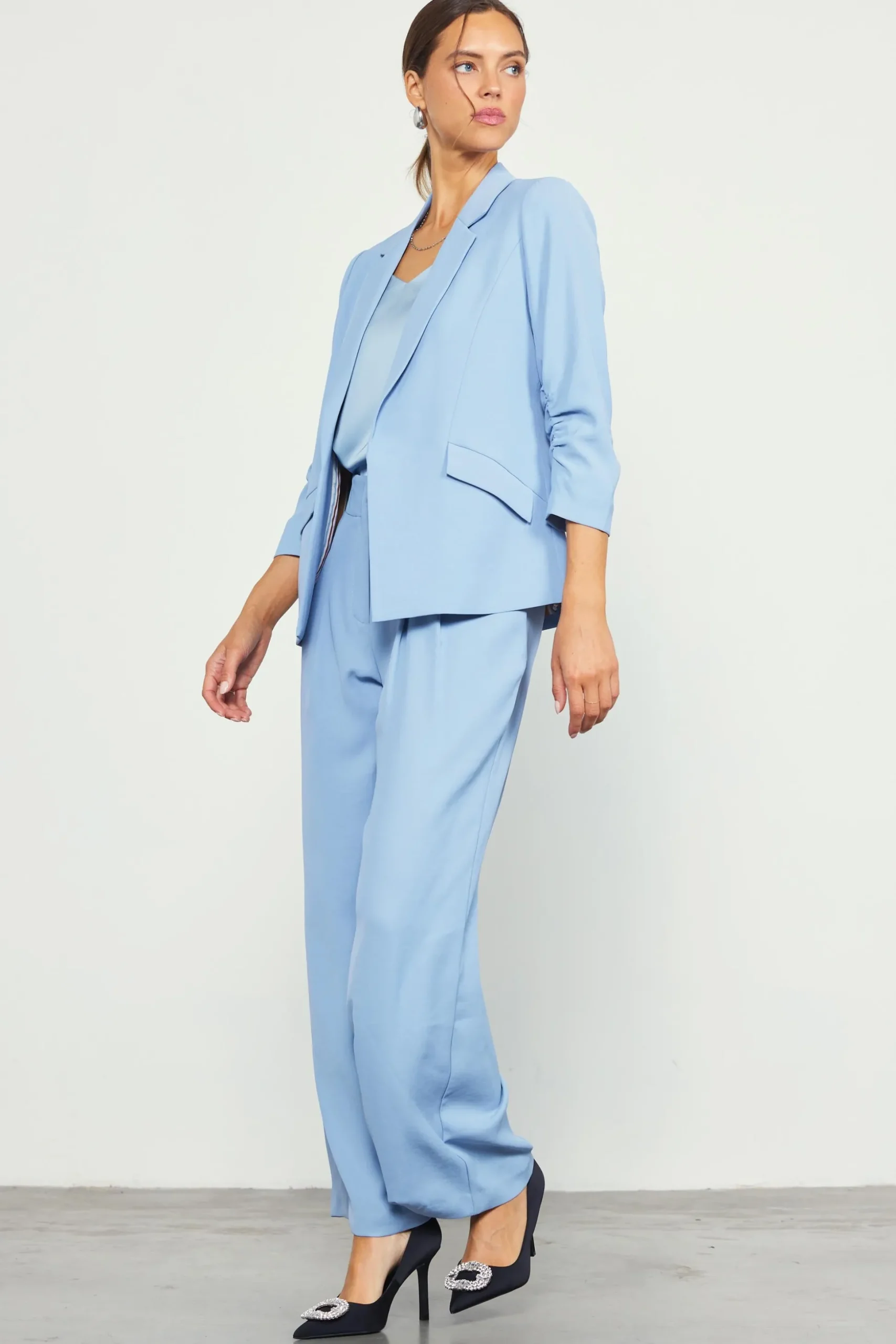 Recycled Shirred Sleeve Blazer