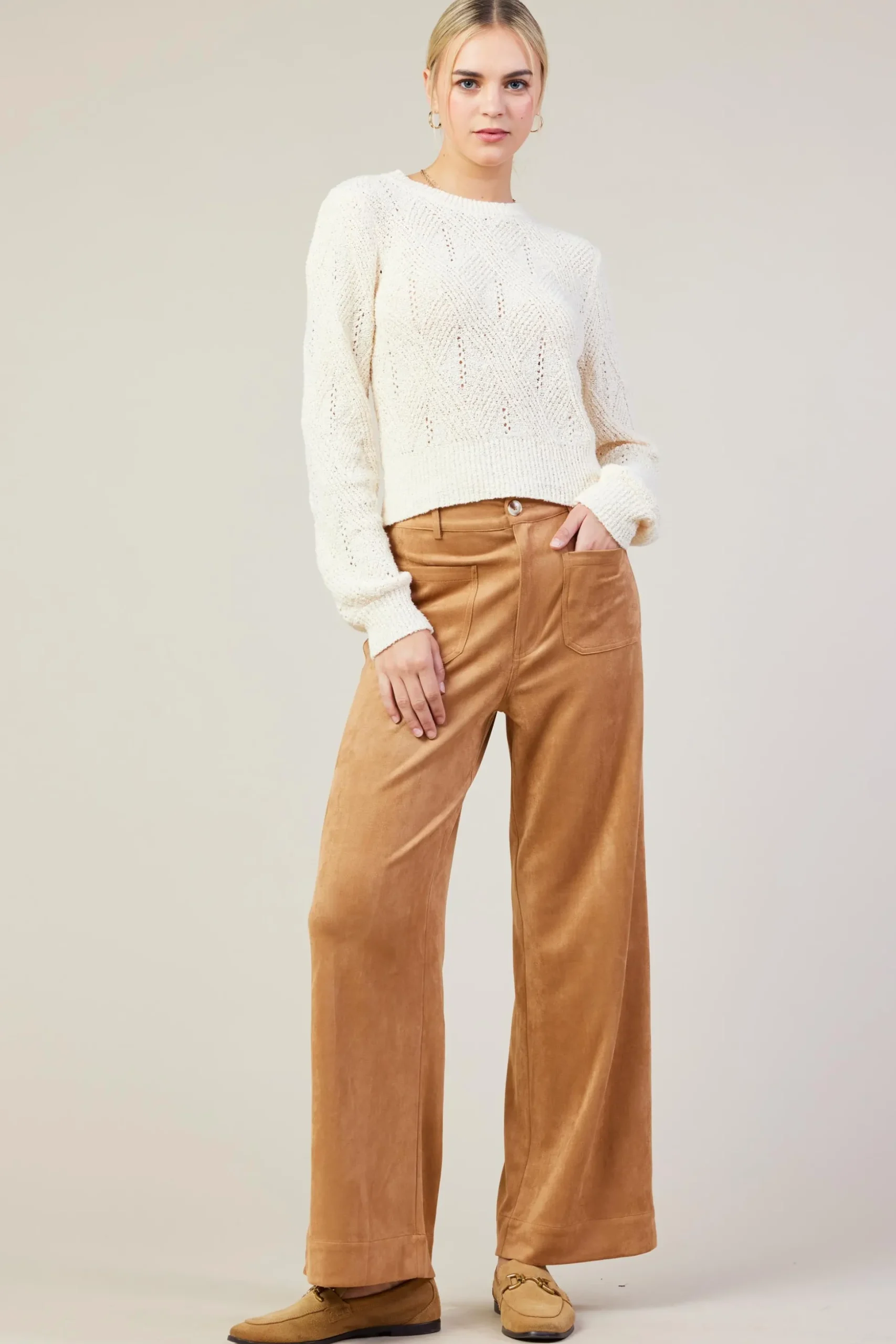 Rhomboid Pattern Crew Neck Sweater