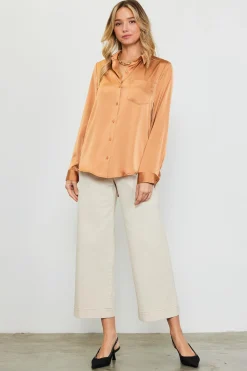Satin Button Down Top