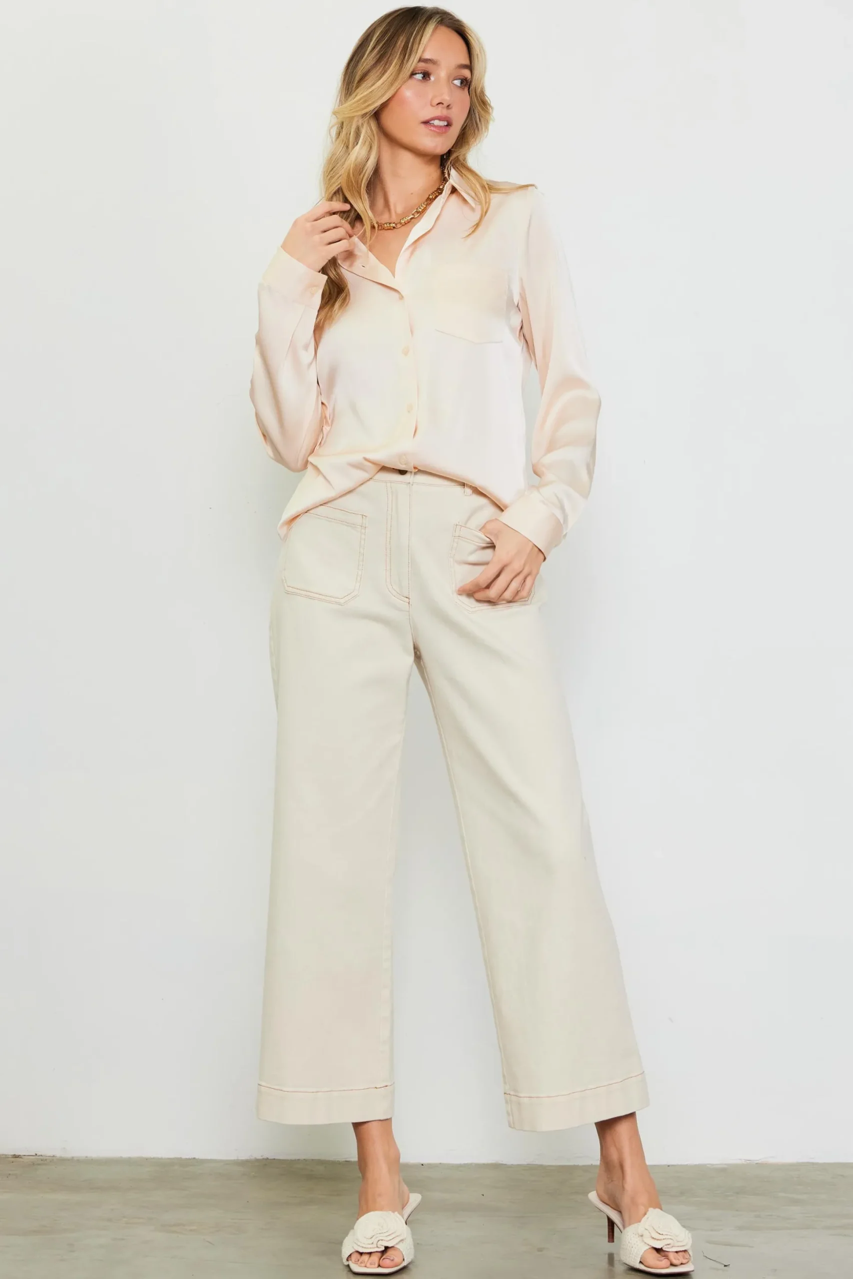 Satin Button Down Top