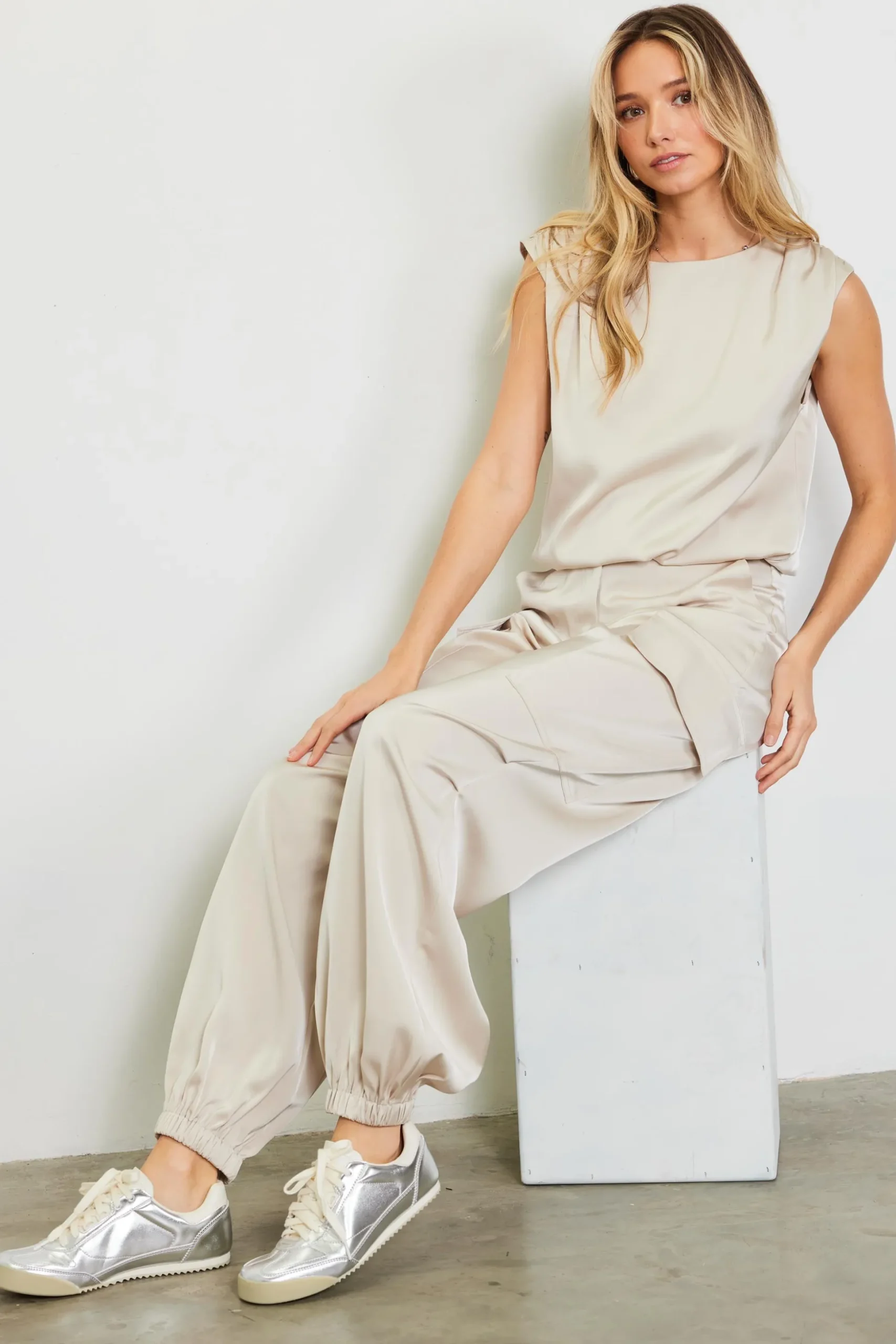 Satin Cargo Pants