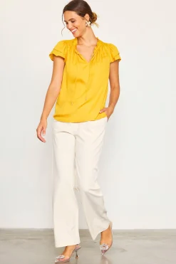 Satin Ruffled Detail Top