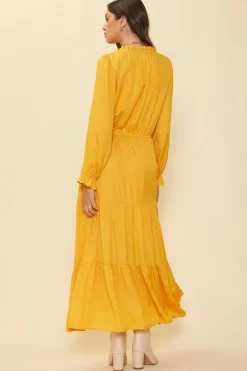 Satin Ruffled Maxi Dress