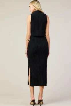 Sleeveless Mock Neck Cable Knit Sweater