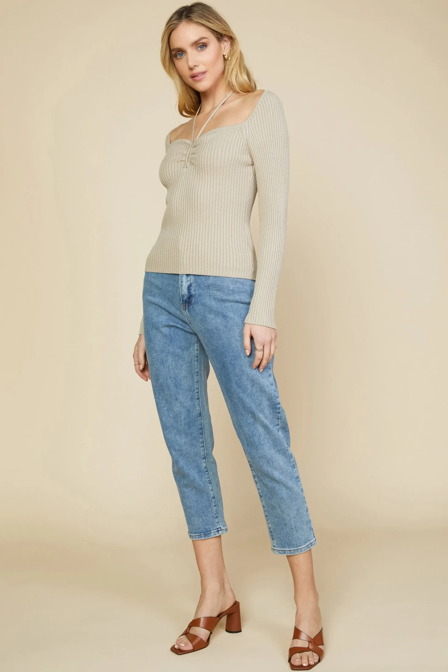 Strappy Halter Ribbed Sweater