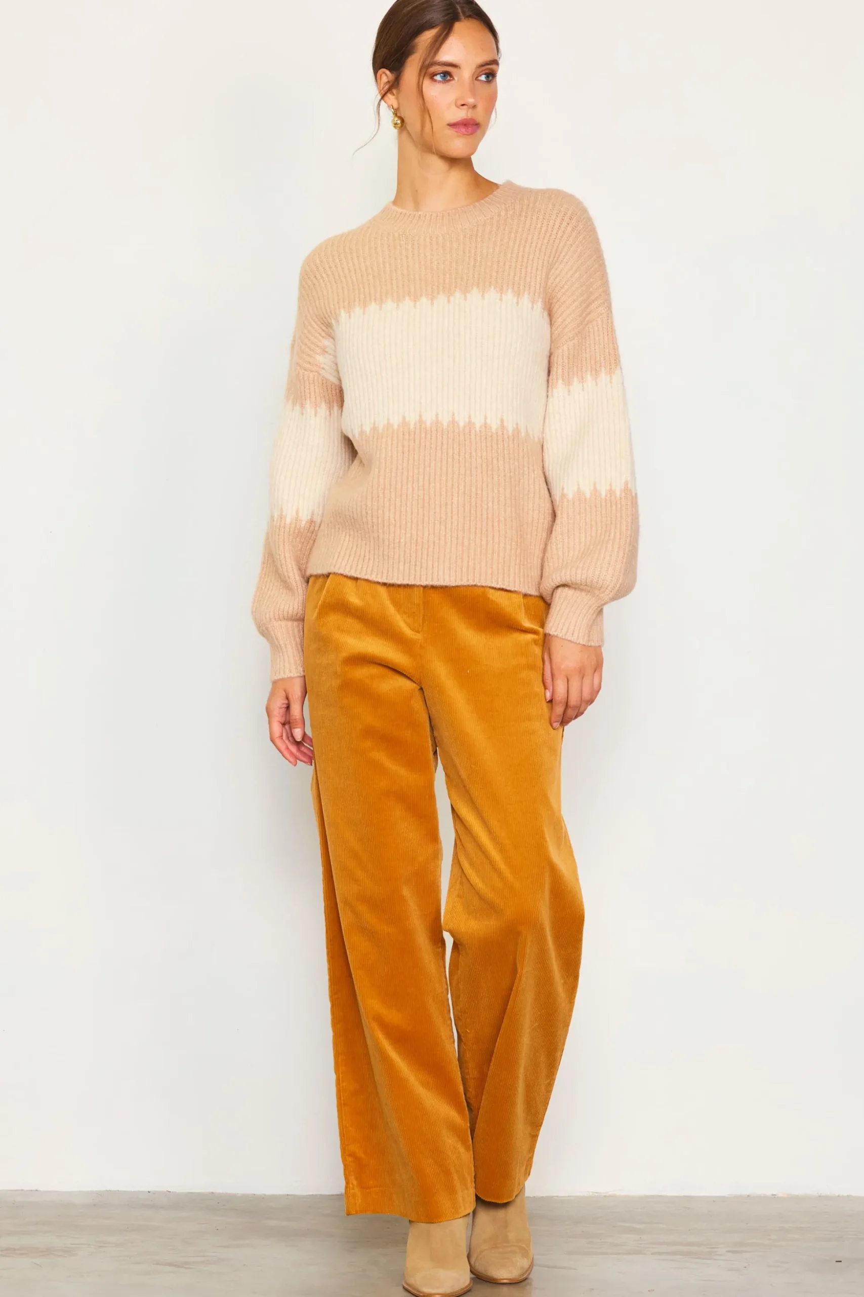 Two Tone Mock Neck Sweater