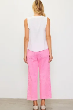 Washed Twill Wide Leg Pants