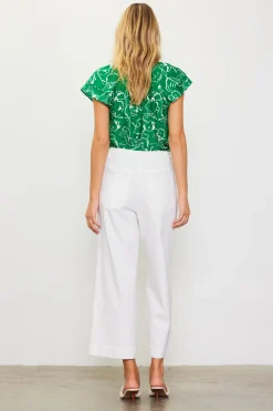 Washed Twill Wide Leg Pants